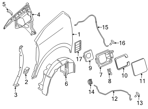 2021 BMW i3s Quarter Panel & Components Diagram