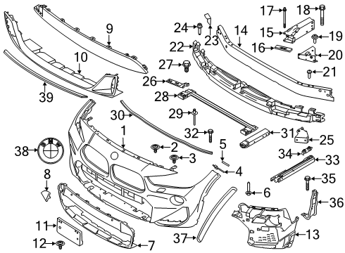 2019 BMW X2 BUMPER TRIM FRONT PRIMED Diagram for 51118089925