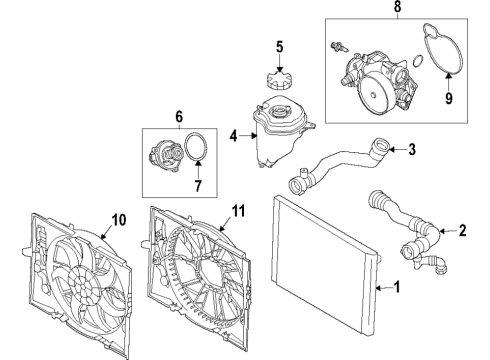 2021 BMW M850i xDrive Cooling System, Radiator, Water Pump, Cooling Fan Diagram 2