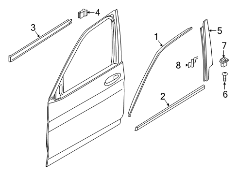 2022 BMW X5 Exterior Trim - Front Door Diagram