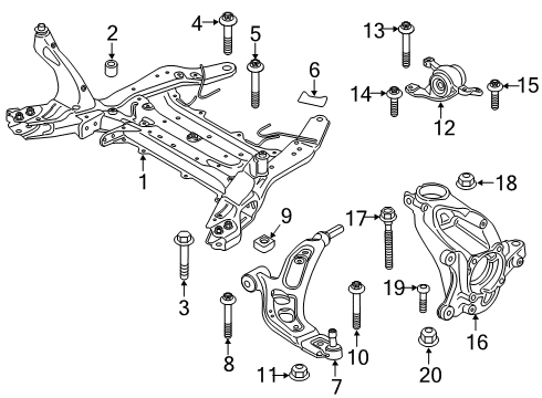 2021 BMW X2 Front Suspension Components, Lower Control Arm, Stabilizer Bar Diagram 1